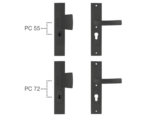 Deurbeslag met verschillende afstanden