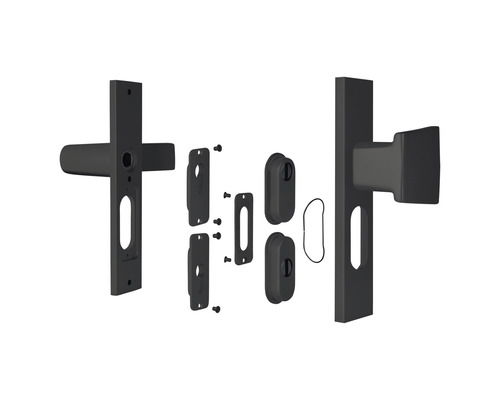 Deurbeslagset met handgreep, rozetten en bevestigingsmateriaal