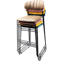 Stapelbare barkrukken met metalen frame en gestoffeerde zitting