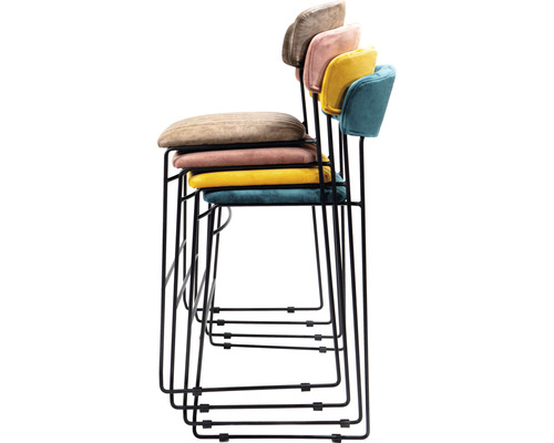 Stapel barkrukken met metalen frame en gestoffeerde zittingen