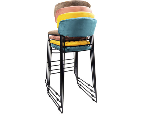 Stapel van meerdere barkrukken met metalen frame en stoffen bekleding
