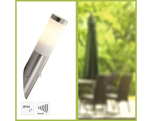 Roestvrijstalen buitenlamp met sensor en IP44 beschermingsgraad