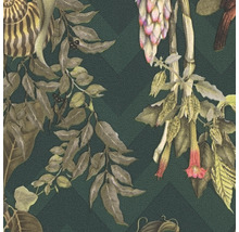 Behang met bladeren en plantmotieven