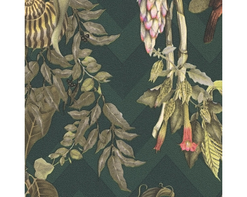 Behang met bladeren en plantmotieven