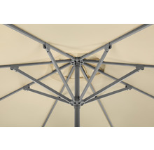 Detailopname van de onderkant van een parasol met frame