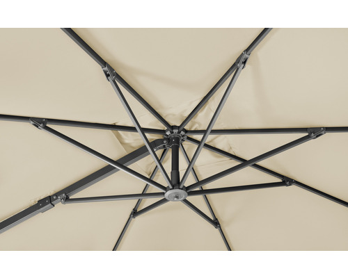 Detailopname van het frame van de parasol met bekleding