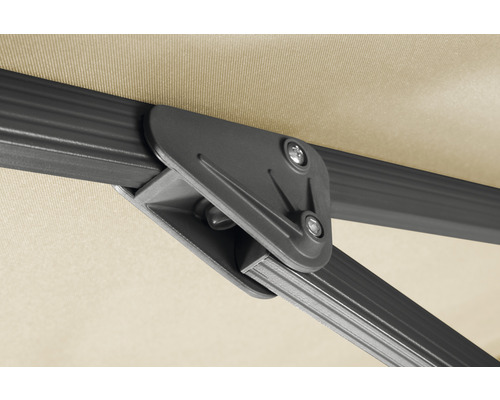 Detailopname van een parasol met stutten en schroeven