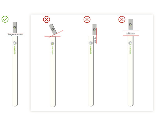 Illustratie van de correcte montage van een Sensative sensor