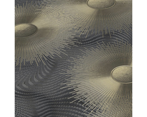 Behang met abstract patroon en metalen accenten