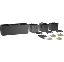 Bloembak met planteninzetstukken, bewateringssysteem en accessoires