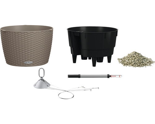 Plantenbak, planteninzetstuk, hydrokorrels, vochtmeter en irrigatiesysteem