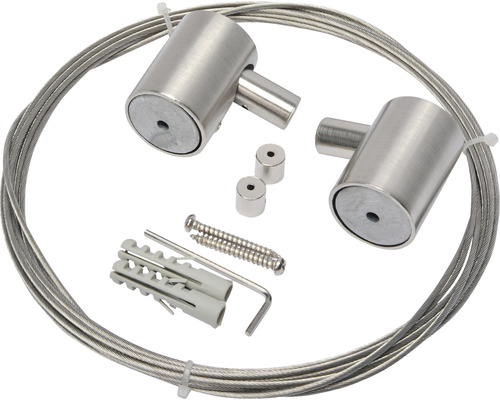 Foto ophangset met staalkabel, schroeven, pluggen en accessoires
