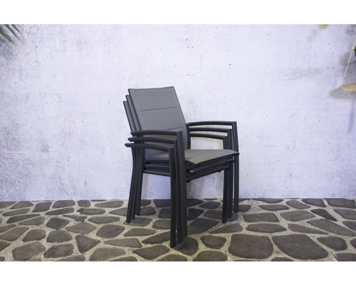 Stapelbare tuinstoelen van metaal en textiel
