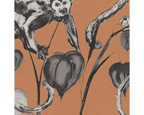 Behang met apen en lampionplantpatroon