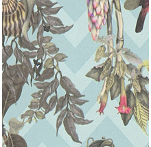 Detailweergave van een patroonbehang met planten en dieren