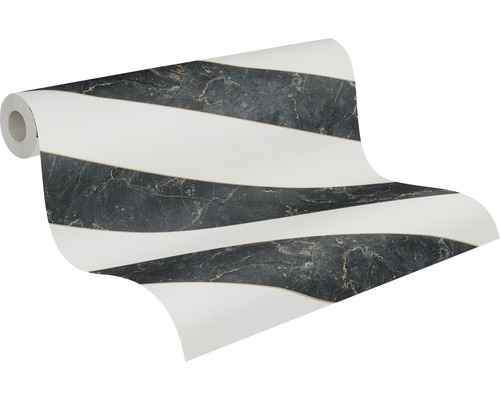 Behangrol met streepmotief en marmerlook