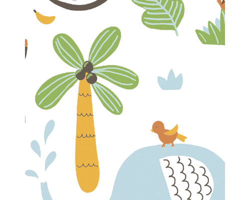 Geïllustreerd junglepatroon met palmbomen en dieren