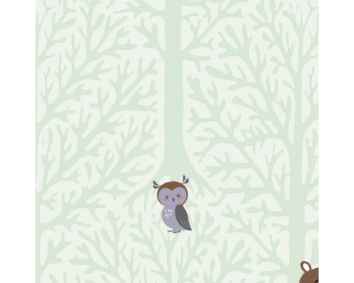 Behang met bospatroon en uilenmotief