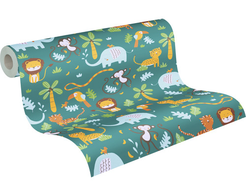 Rol behang met jungle dieren motief