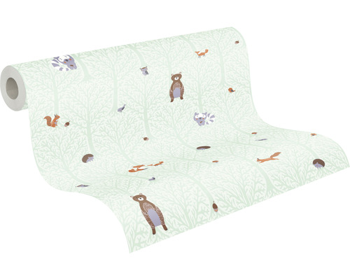 Rol behang met bosdierenmotief