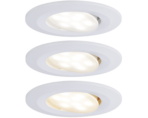 Drie LED inbouwspots met verschillende kleurtemperaturen