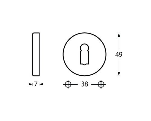 Technische tekening van een deurslot met maatvoering