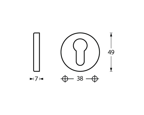 Technische tekening van een deurslot met maatvoering