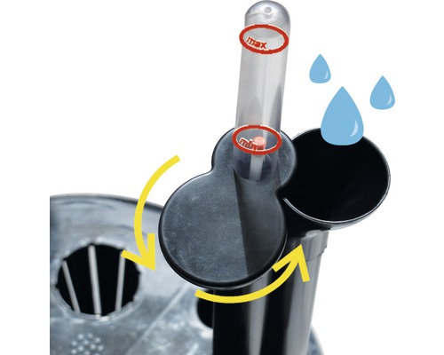 Gedetailleerde opname van een irrigatiesysteem met min- en max-markeringen