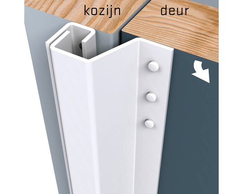 Metalen deurkozijnbeschermer, witte uitvoering