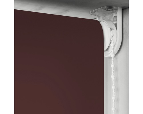 Donkerbruin rolgordijn met kettingbediening voor raamdecoratie