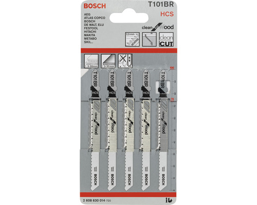 Bosch decoupeerzaagbladen T101BR HCS in 5-pack voor zuivere houtsneden
