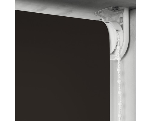 Donkerbruin rolgordijn met kettingbediening voor raam