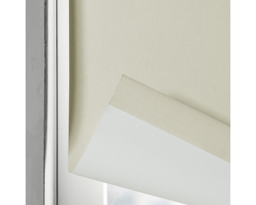 Beige verduisterend rolgordijn in detailweergave