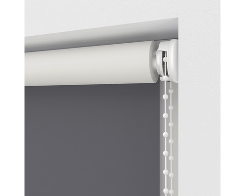 Grijs rolgordijn met kettingbediening voor raamdecoratie