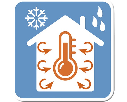 Symbool voor klimaatbeheersing in huis met thermometer, sneeuwvlok en condensatie
