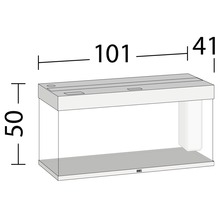 Afbeelding van een aquarium met de afmetingen 101, 50 en 41 centimeter