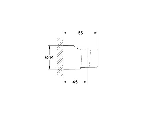 Technische tekening van een sanitairproduct met afmetingen