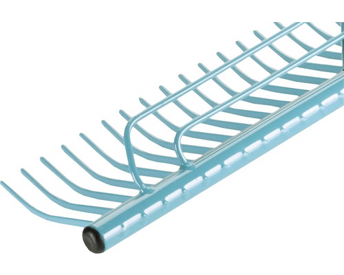 Detailopname van een metalen afdruiprek voor de vaat