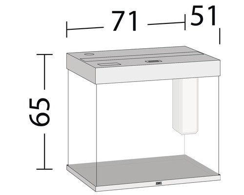 Afbeelding van een aquarium met afmetingen