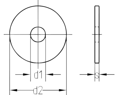 Technische tekening van een sluitring met maataanduidingen.
