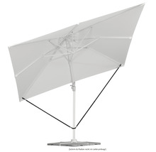 Rechthoekige parasol met middenmast en parasolvoet