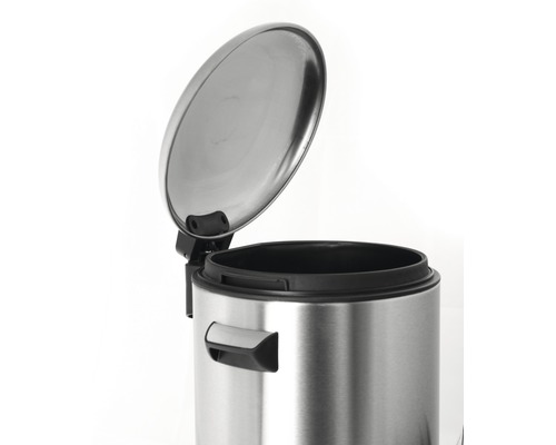 Geopende, ronde pedaalemmer van roestvrij staal