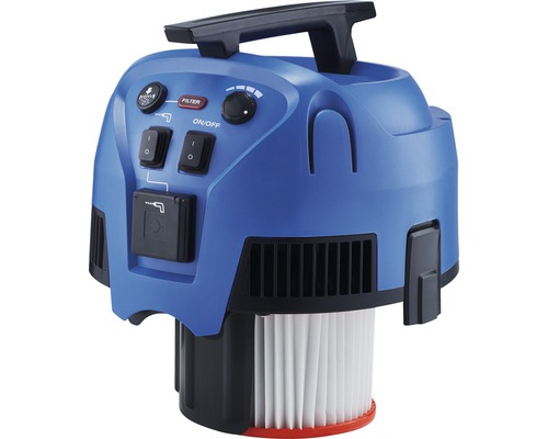 Natte en droge stofzuiger met filter en bedieningselementen