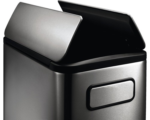 Afvalemmer met open deksel, gemaakt van metaal