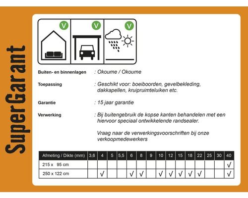 Informatie over SuperGarant Okoume multiplexplaten