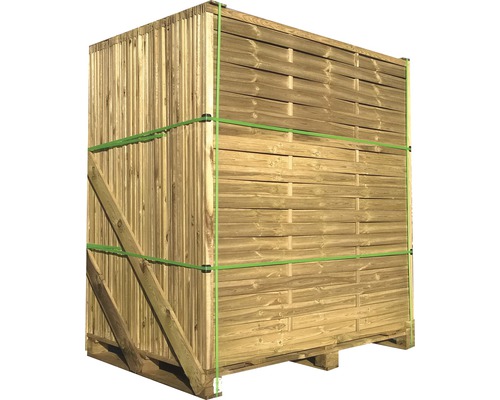 Houten schutting op pallet verpakt voor transport