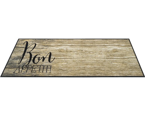 Deurmat met houtlook en de tekst Bon Appetit