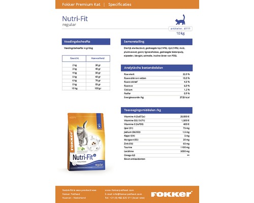 Fokker Nutri-Fit Regular kattenvoer productdetails