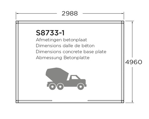 Afmeting betonplaat 2988 x 4960