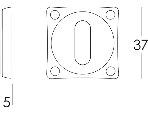 Technische tekening van een deurrozet met maatvoering